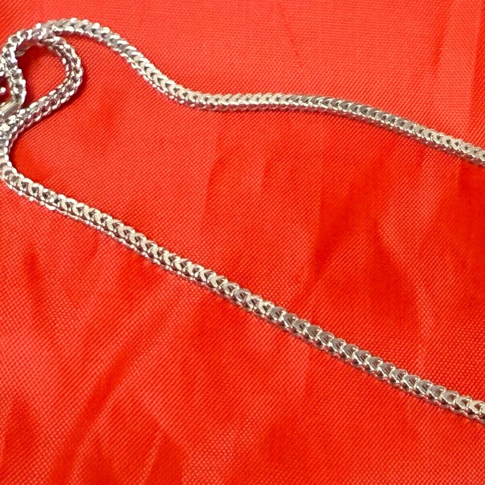 22" 925 Sterling Silver Square Franco Necklace – 2.5mm – Rhodium Finish